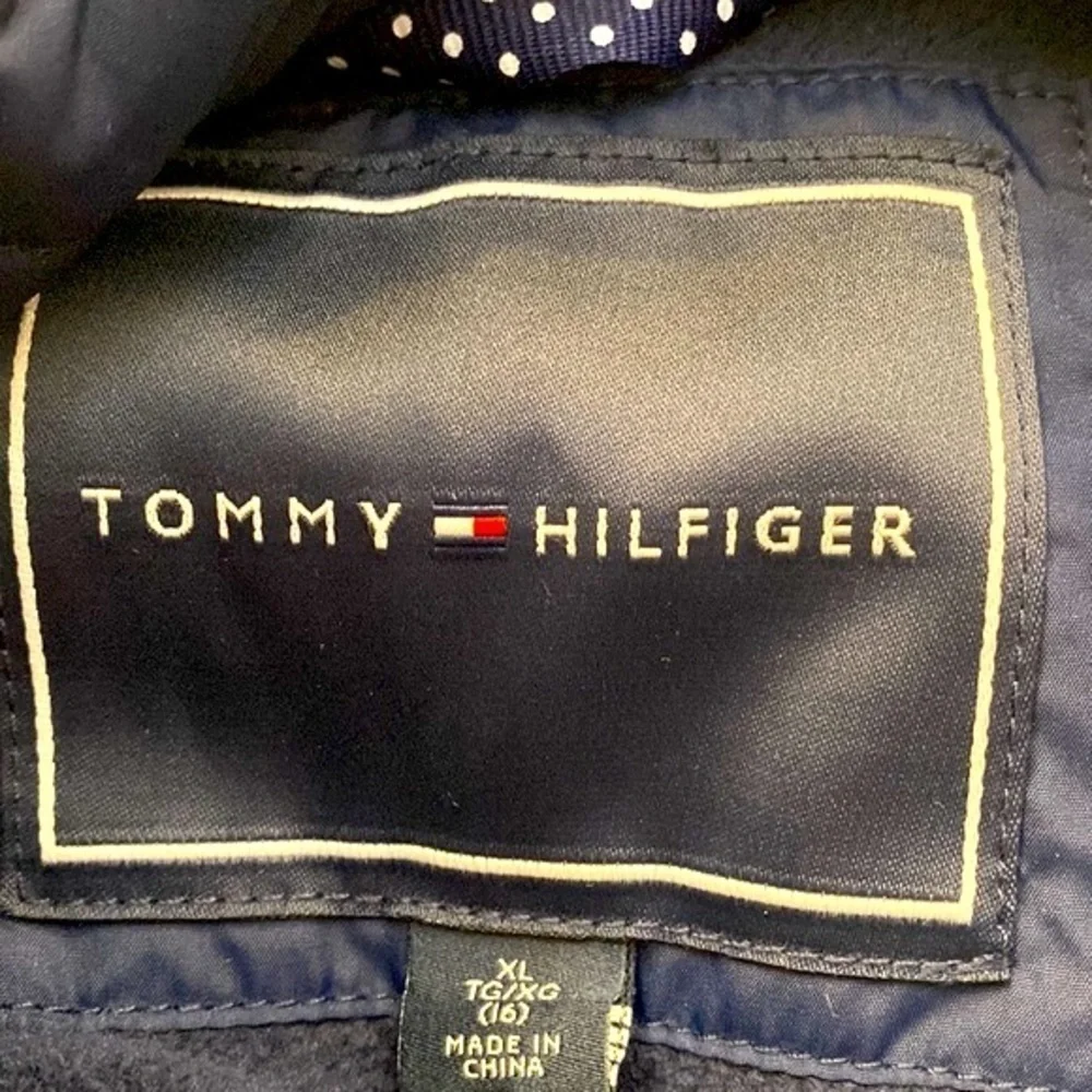 NWT Girls Tommy Hilfiger Blue Quilted with Belt All Weather Snap Up Jacket XL